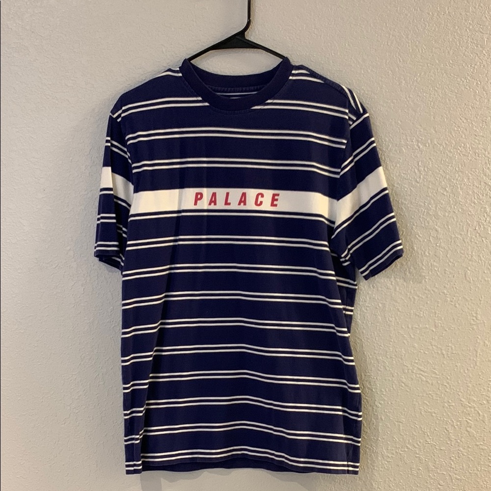 PALACE Space Cadet Blue and White Striped Tee